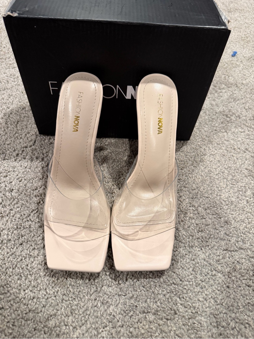 Fashion Nova Nude Magara Crushing Headts Heeled Mules